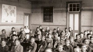 Archived photo of a residential school classroom. Photo credit: University of Manitoba.